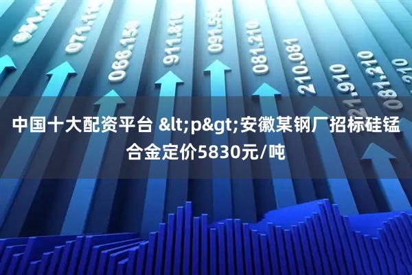 中国十大配资平台 <p>安徽某钢厂招标硅锰合金定价5830元/吨